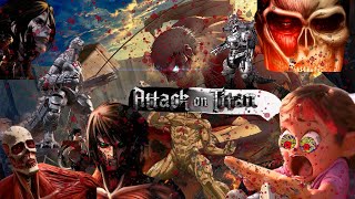 Attack on Titan Eren, Mikasa Titan, Armin Titan VS Mecha Godzilla - Screaming Girl Version