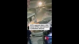 Shocking moment out-of-control SUV slams into pedestrian