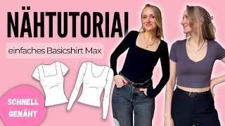Basic Shirt nähen: V-Ausschnitt oder eckiger Ausschnitt - einfache Anleitung mit Schnittmuster| Max