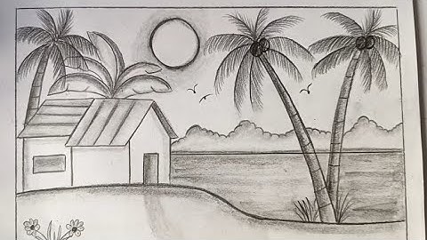 How to Draw House Scenery with Palm Trees | Easy Sketch #easydrawing #ytvideo