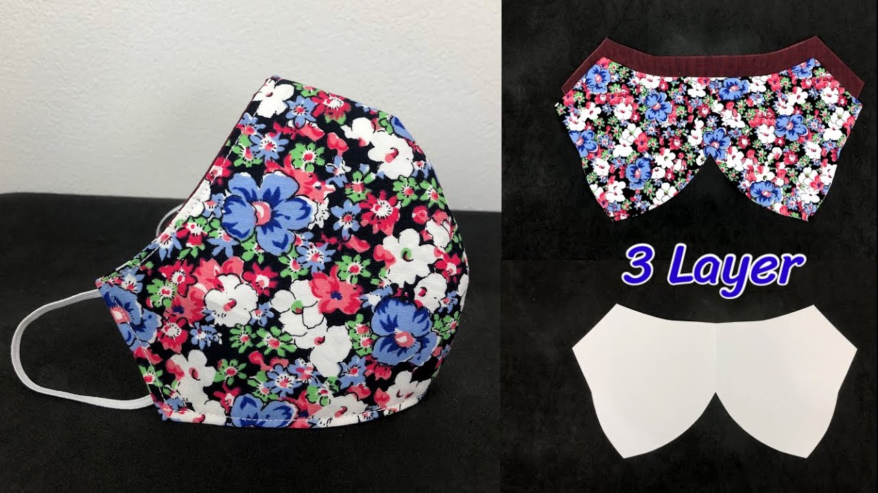 DIY 3 Layers Face Mask with Filter Pocket.