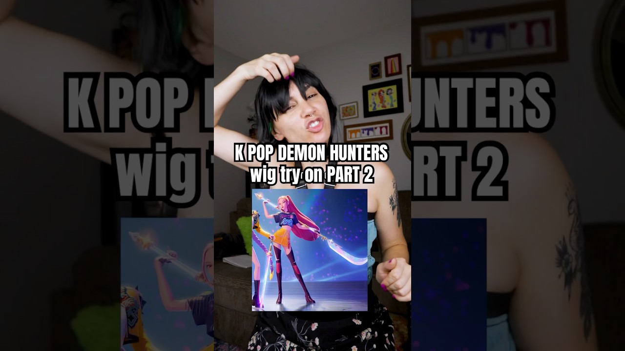 ⚠️ PART 2: trying on Mira's wig! ⚠️ #wigtryon #kpopdemonhunters #lacewigs