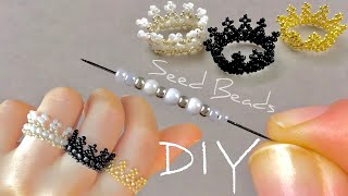 Crown Beaded Ring: Seed Bead Crown Ring Tutorial
