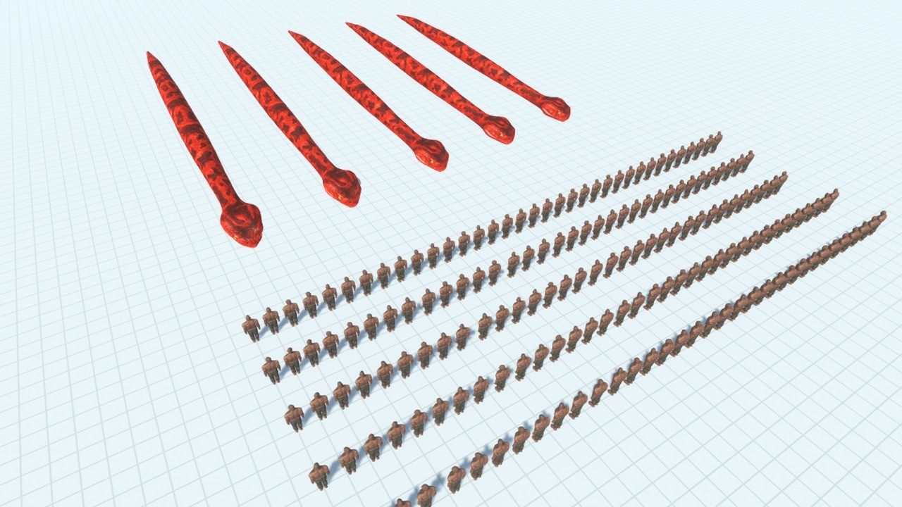 100x MEN vs 5x REPTILES | ARBS-Animal Revolt Battle Simulator