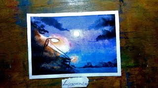 moonlight watercolor painting