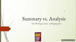 Famous Summary vs Analysis Workshop Profile