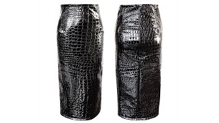 Black Croc Embossed Stretch Vinyl Skirt - Shop Links Below