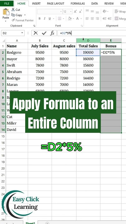 Apply a Formula to an Entire Column in Excel: 1% of Mastering It! - YouTube