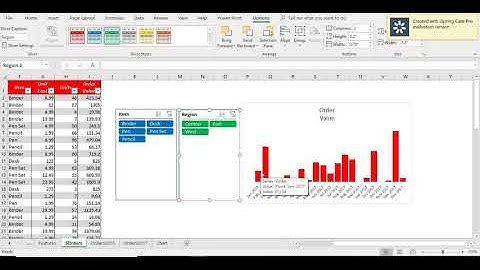 فيديو رقم4: تنسيق و اعدادت مقسم العرض (السليسر Slicer) واستخدامه مع جدول او رسم بياني (Chart)