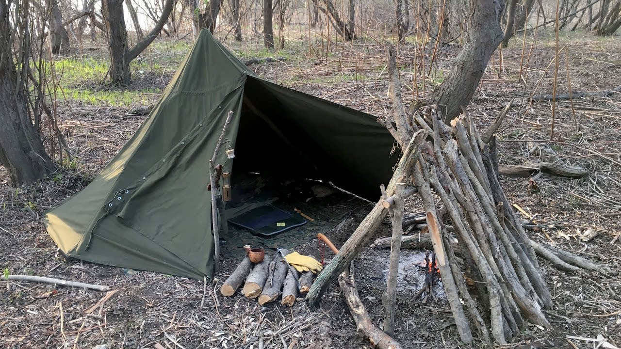 ポーランド軍テントシートで野営 Youtube