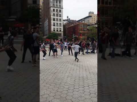 Natasha: Sprinting contest in Union Square Park, August 18, 2018