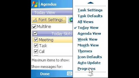 Agendus Windows Mobile - V2 how to set default PIM