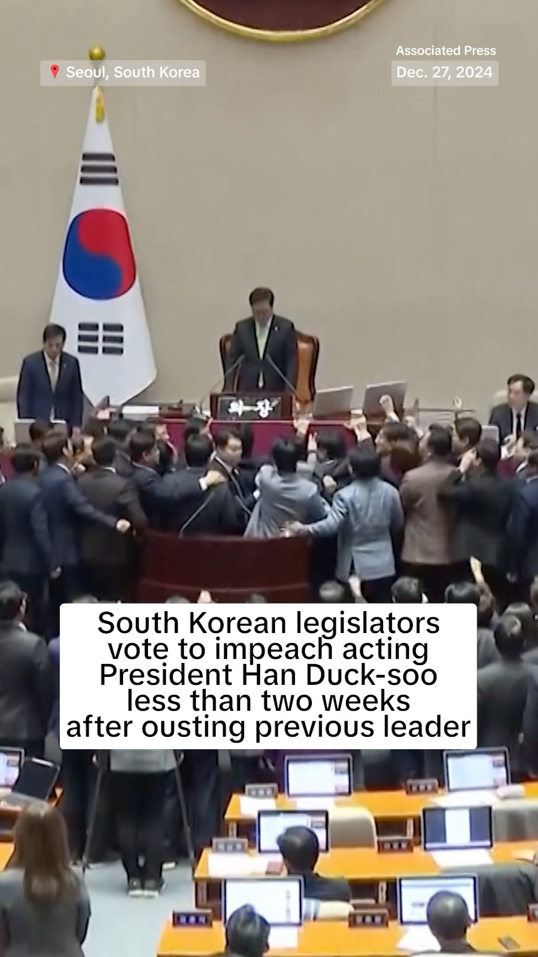 Legislators in South Korea voted to impeach the acting president.