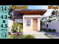Small House Design 18sqm (4 x 4.5m) One Bedroom One-storey House Concept with interior walkthrough