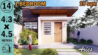 Small House Design 18sqm (4 x 4.5m) One Bedroom One-storey House Concept with interior walkthrough