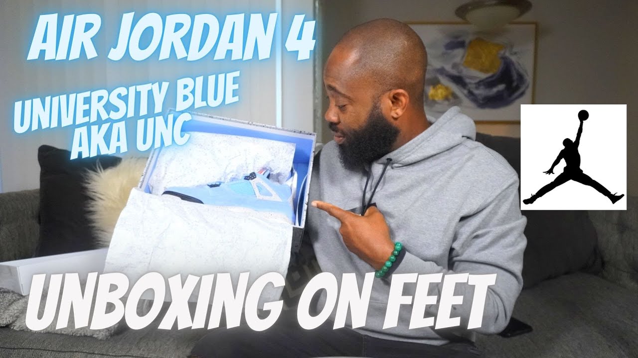 AIR JORDAN 4-UNIVERSITY BLUE-AKA UNC-UNBOXING/ON FEET IN-DEPTH LOOK