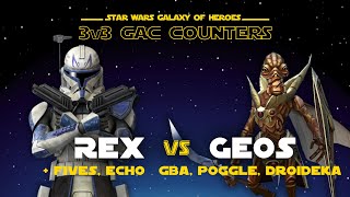 3v3 - Rex vs Geos | SWGOH GAC Clones vs Geonosians Counter
