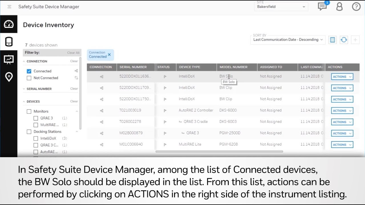 How-To Manage the Honeywell BW Solo Gas Detector in the Safety Suite ...
