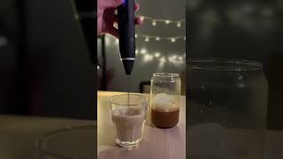 Lets make frothy coffee with Oat milk /طريقة تحضير القهوة الباردة trendingvideo coffeelover