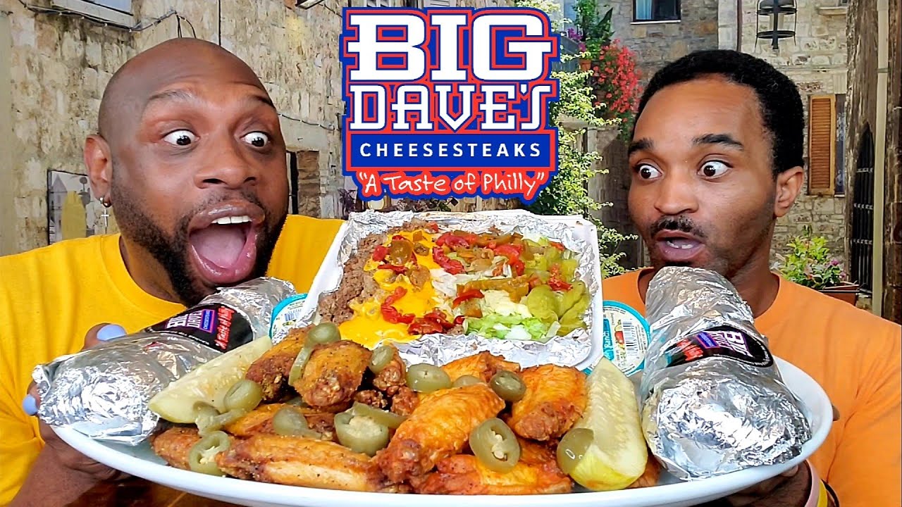 BIG DAVE'S CHEESESTEAKS & HOT WINGS MUKBANG 먹방 ... HUBBY EDITION ... EATING SHOW 먹방 ...