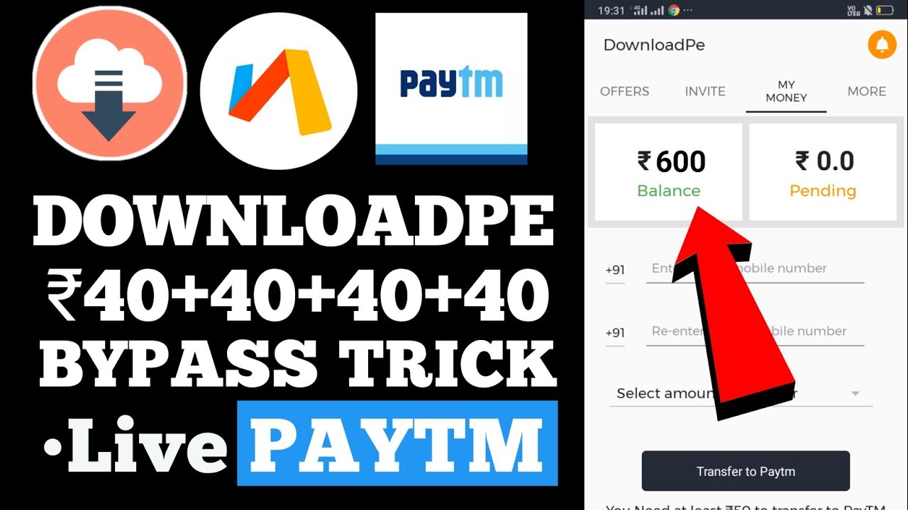 DOWNLOADPE APP UNLIMITED BYPASS TRICK || ₹40+40+40 PER REFER ...