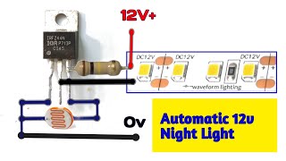 Automatic Night Light using Mosfet (IRFZ44N) and LDR || 12V LED Strip