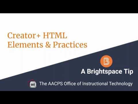 Creator+ HTML Elements & Practices - YouTube
