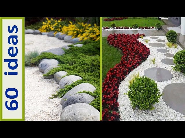 🌹 DIY Ideas de Jardines Pequeños con PIEDRAS DECORATIVAS Y PLANTAS.  Diseños con Bordes de Piedras. 