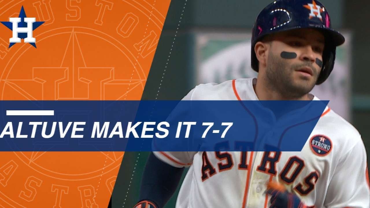 WS2017 Gm5: Jose Altuve belts three-run homer to tie it in Game 5 of the World  Series 