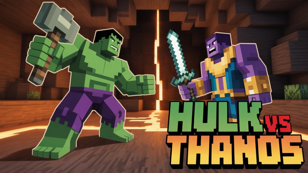 Анимация по Minecraft: Железный Человек, Халк и Тор становятся шахтёрами, сражаясь с Таносом | Вд...