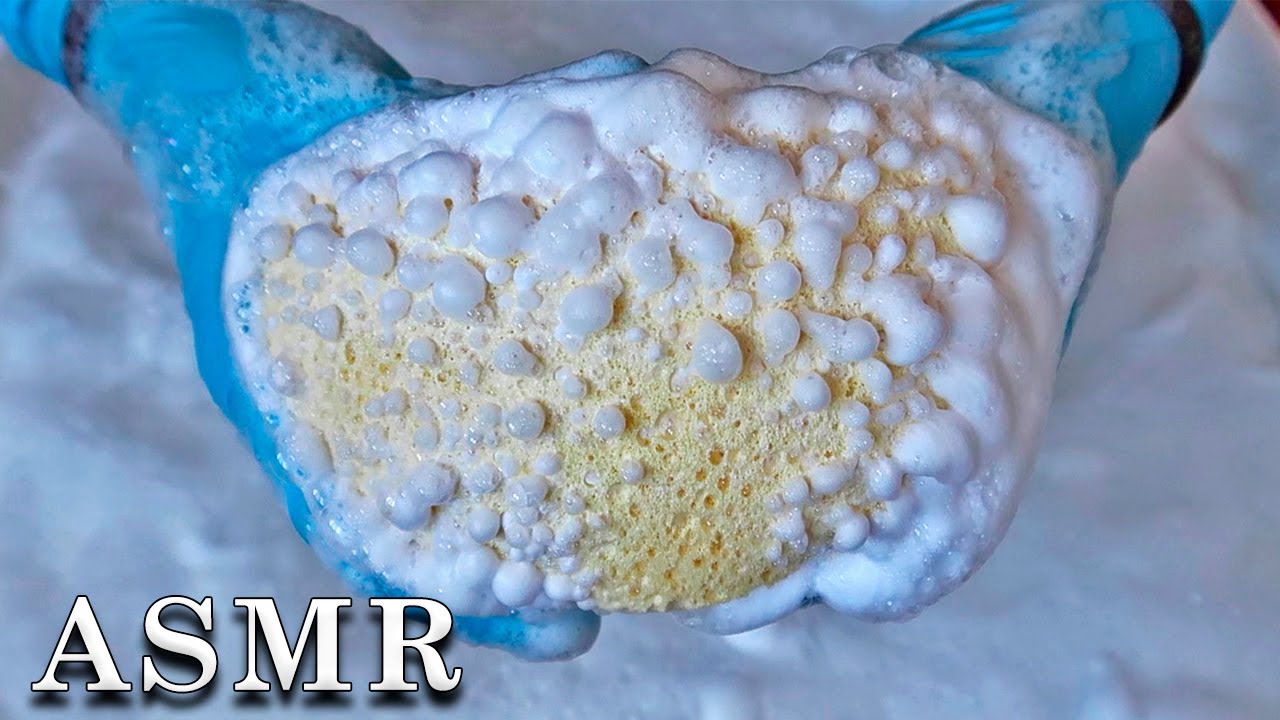 ASMR Soapy Sponge Squeezing 🧼 ANTIBACTERIAL BAR SOAP 🧽 Satisfying Soapy Suds