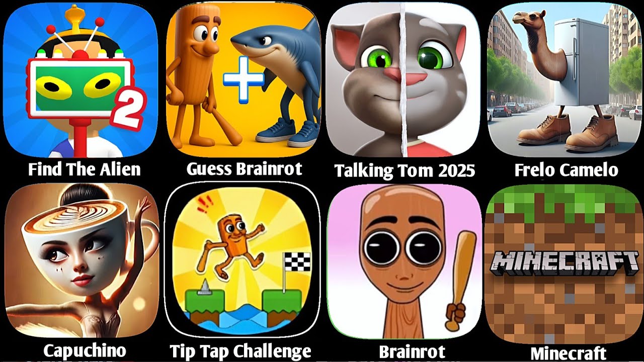 Italian Brainrot AI Animals Memes, Talking Tom 2025 ,Find The Alien , Tip Tap Challenge, Minecraft