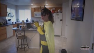 Bane vs Batgirl - Air Horn, Party Popper and Silly String Battle! | Superhero Movie B^)