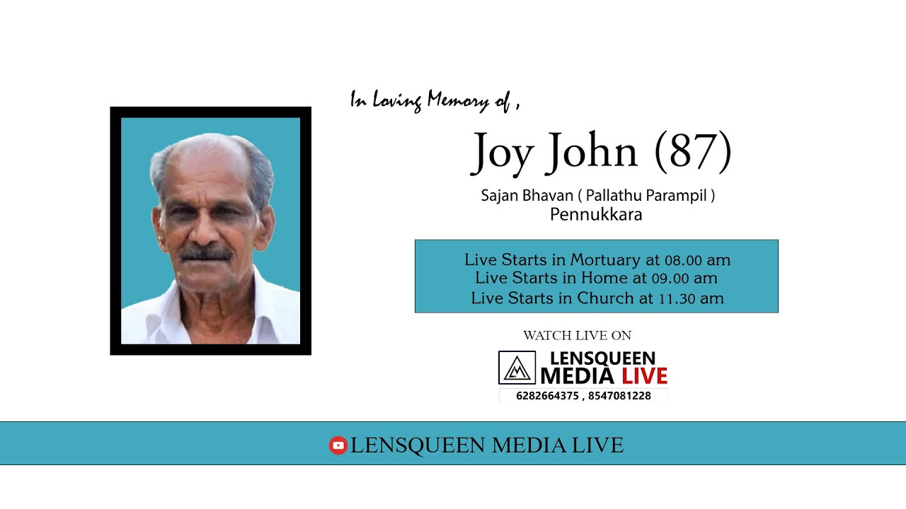 Joy john 87 sajan bhavan pallathu parampil pennukkara youtube