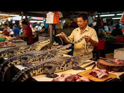 At a large market in Guangdong China citizens rushed to buy crocodile meat creating an astonishi
