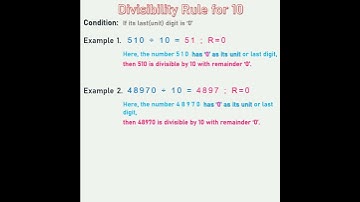 Divisibility Rules | divisibility by 10 #division #divisibilityrules #math #tricks #shorts