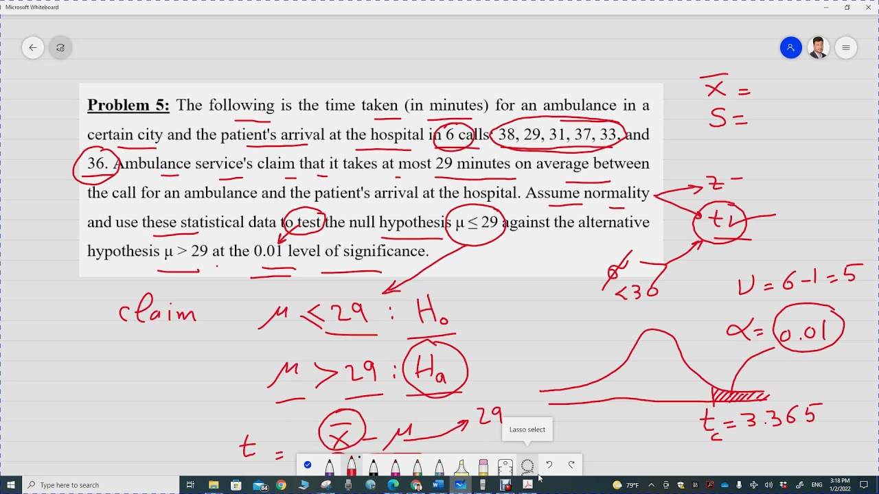 Final 2-5 : t- test (Hypothesis Testing) Example شرح مثال