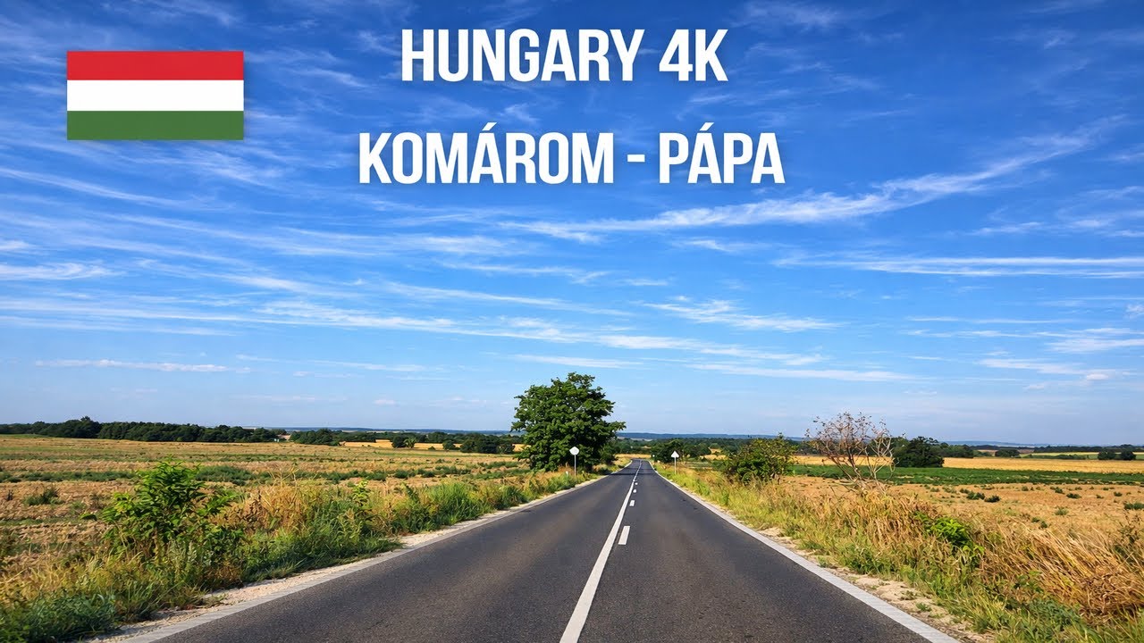 Driving in Hungary from Komárom to Pápa