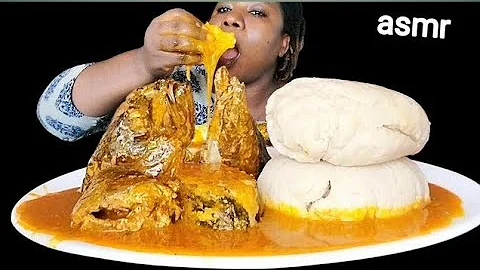 Nigeria food ASMR mukbang/ ogbono soup and fufu/ (ASMR eating Sound)
