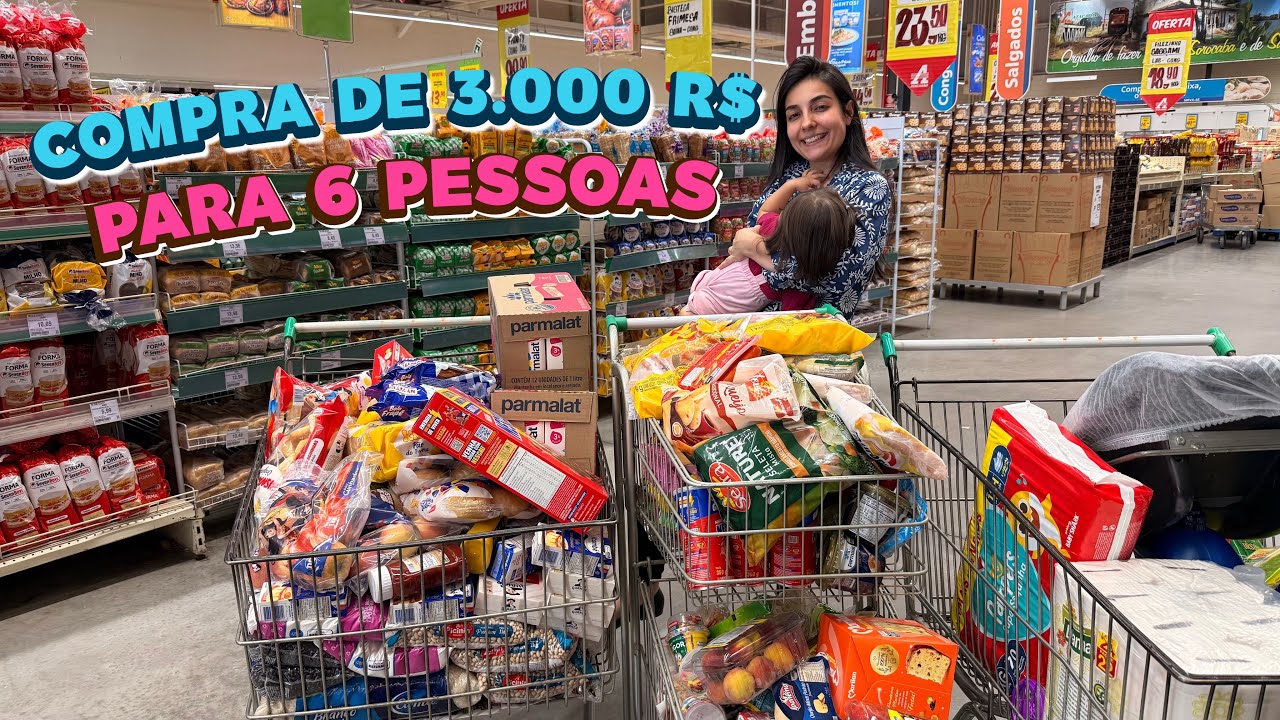 COMPRAS DO MÊS NO ATACADÃO! DEU TRÊS CARRINHOS DE TANTA COISA QUE COMPRAMOS 😱