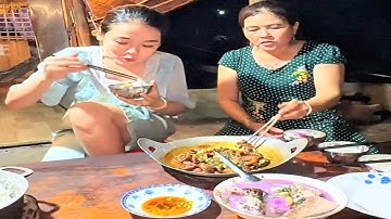 "canh khoai mỡ "cá lóc đồng kho tiêu"Bữa cơm chiều miền tây"em mời mấy anh chị nha l nét duyên quê