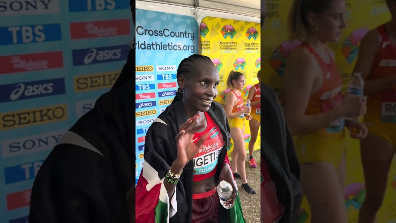 Post race with World Cross Country champion Agnes Ngetich