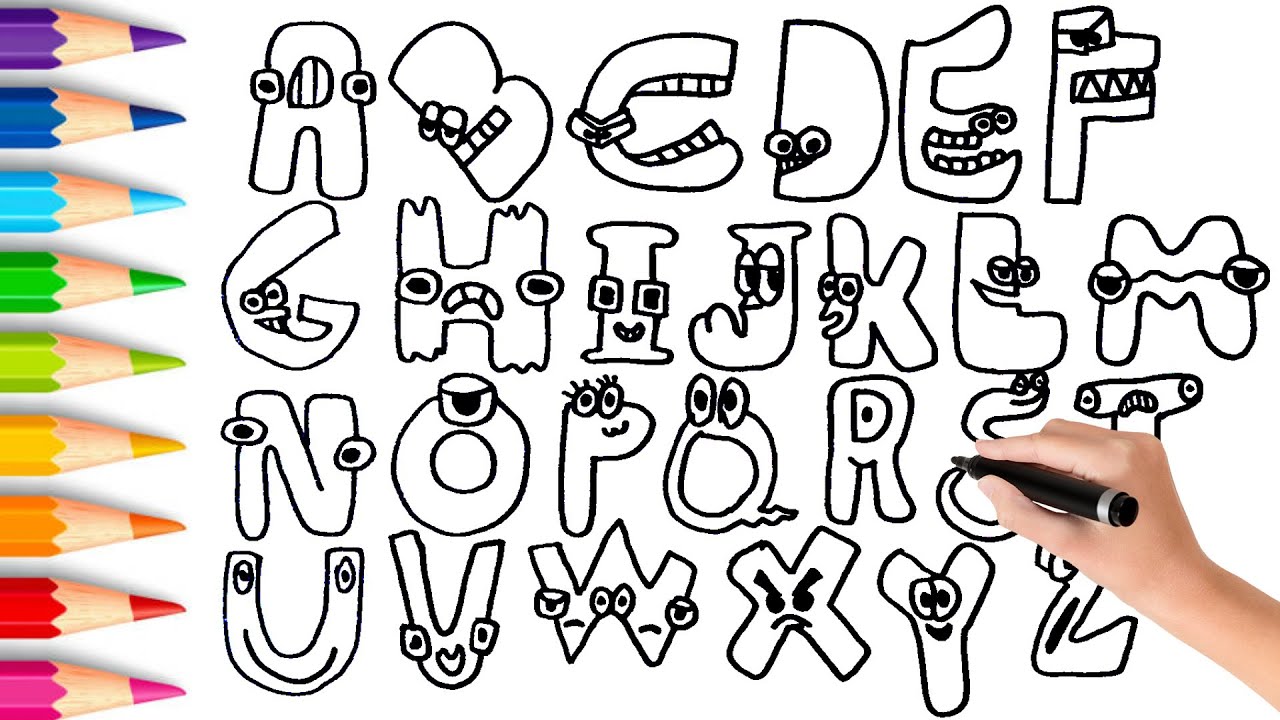 Alphabet Lore A to Z Lore Pages Full Size for Kids Fun Drawing 