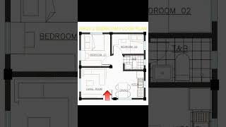 2 BEDROOM FLOOR PLAN! Simple House Design, #architecture #housedesign #shorts