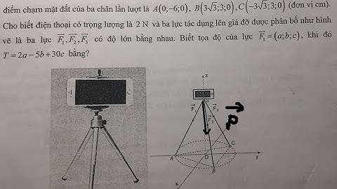 Một chiếc điện thoại Iphone được đặt trên một giá đỡ có ba chân với điểm đặt S (0;0;20) điểm chạm