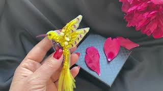 Yellow hummingbird brooch | Handbroochh