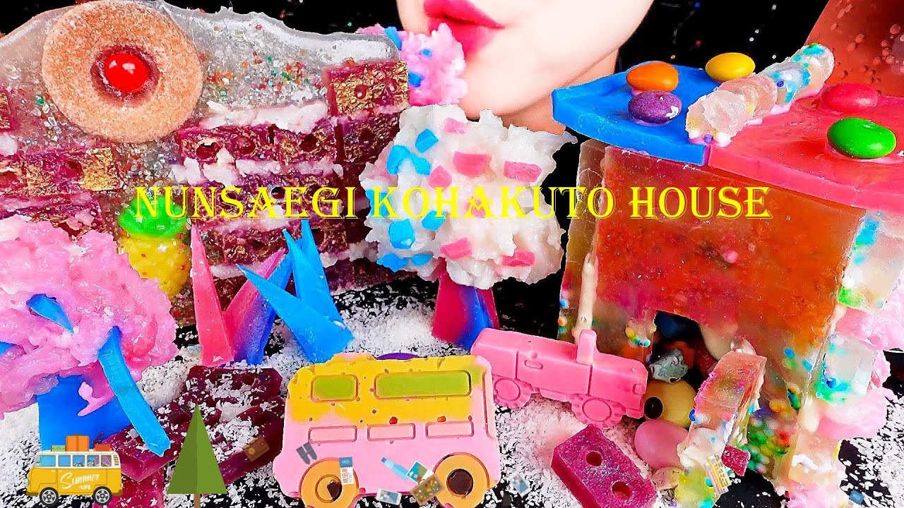 ASMR RAINBOW DESSERTS KOHAKUTO MUKBANG 직접만든 보석젤리 코하쿠토집으로 당신을 초대합니다. / Nunsaegi ASMR 눈새기