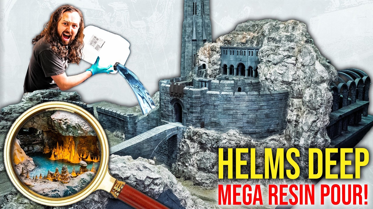 I flooded Helms Deep with a MEGA RESIN POUR! | Gigantic Fantasy Diorama Lord of the Rings Warhammer