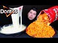 Super Cheesy Doritos Fettuccine Alfredo Noodles • MUKBANG