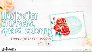 Coloring Roses with Illustrator Alcohol Markers | Speed Coloring Video